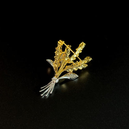 Golden Wheat Bouquet Brooch