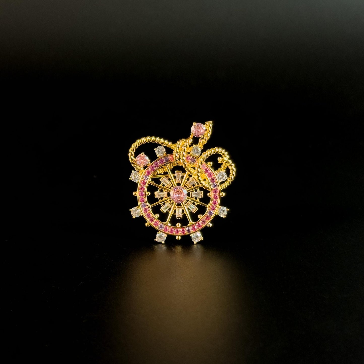 Pink Ship's Wheel Brooch