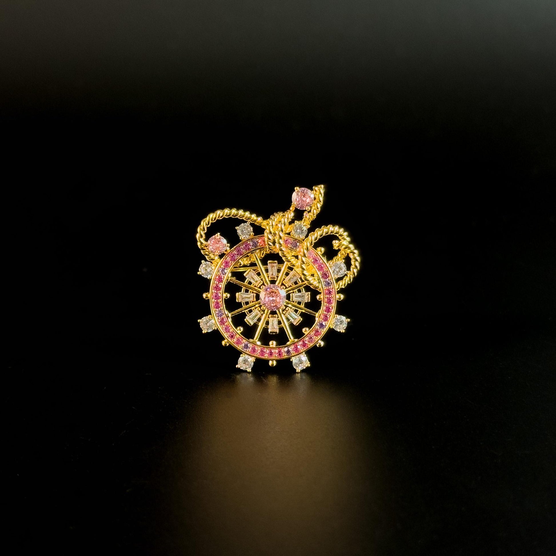 Pink Ship's Wheel Brooch