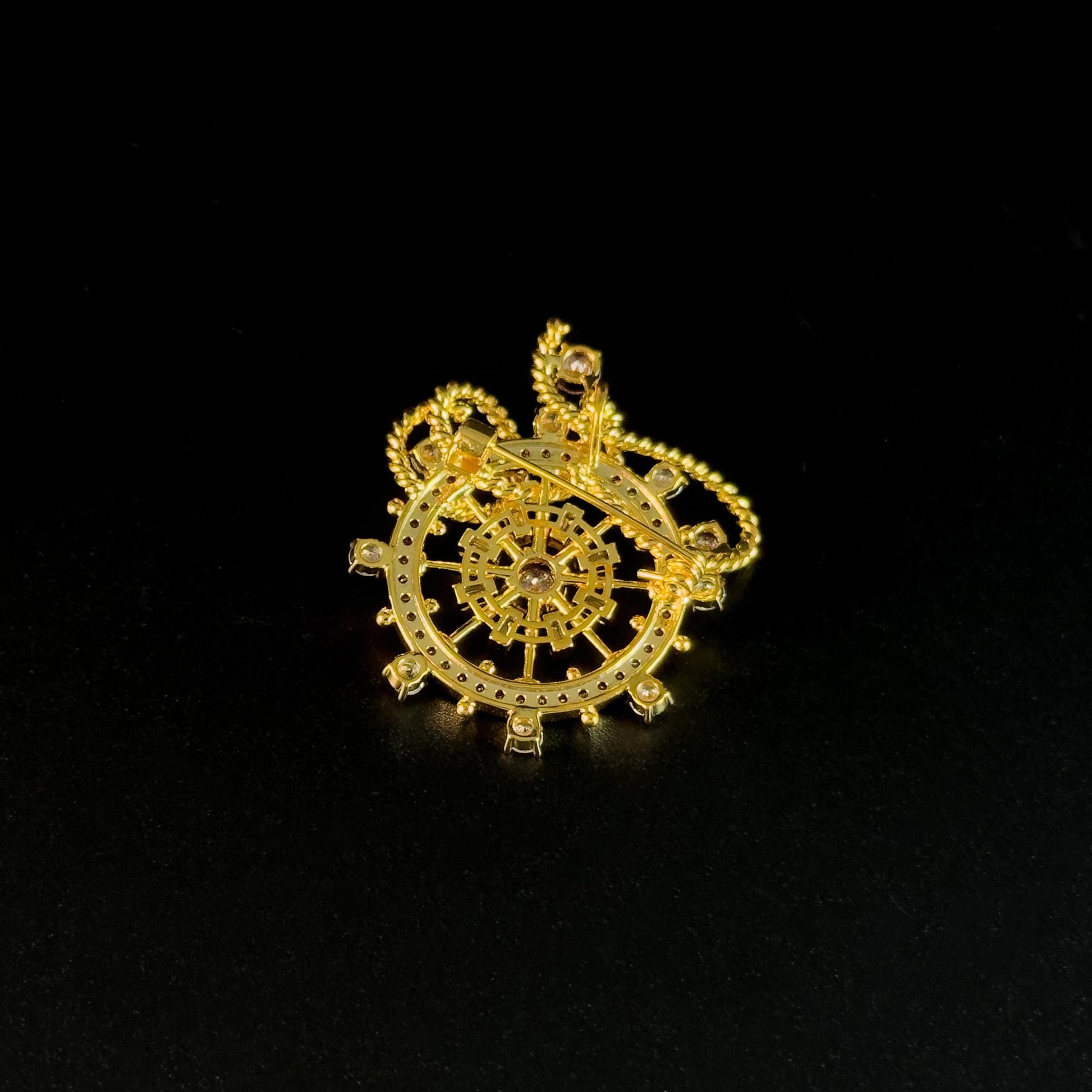 Pink Ship's Wheel Brooch