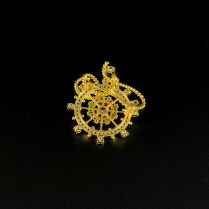 Pink Ship's Wheel Brooch