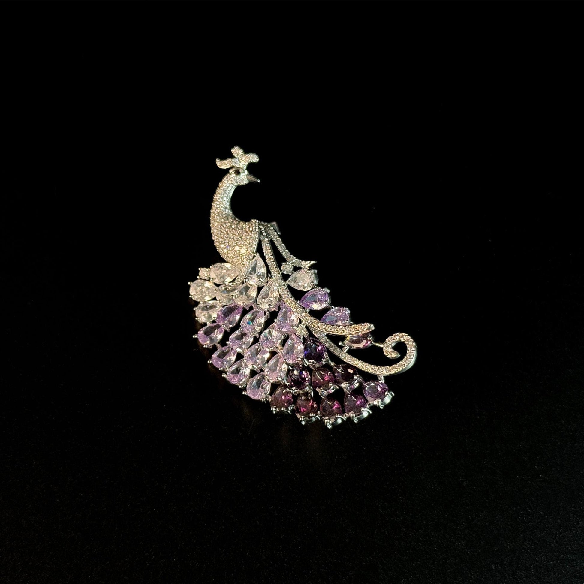 Heavy-Duty Purple Peacock Brooch