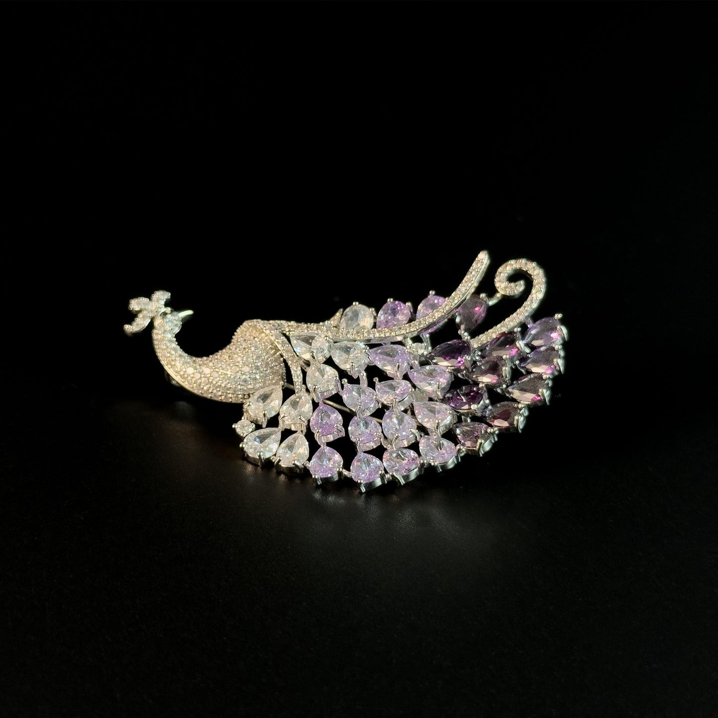 Heavy-Duty Purple Peacock Brooch