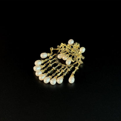 Courtly Baroque Pearl Tassel Brooch