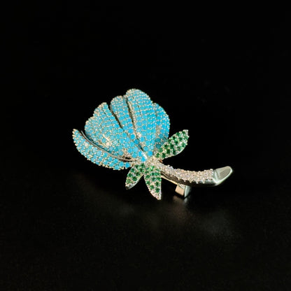 Blue Tulip-Shaped Brooch