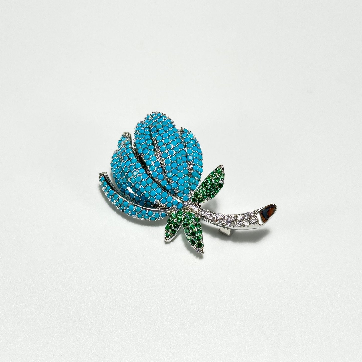 Blue Tulip-Shaped Brooch