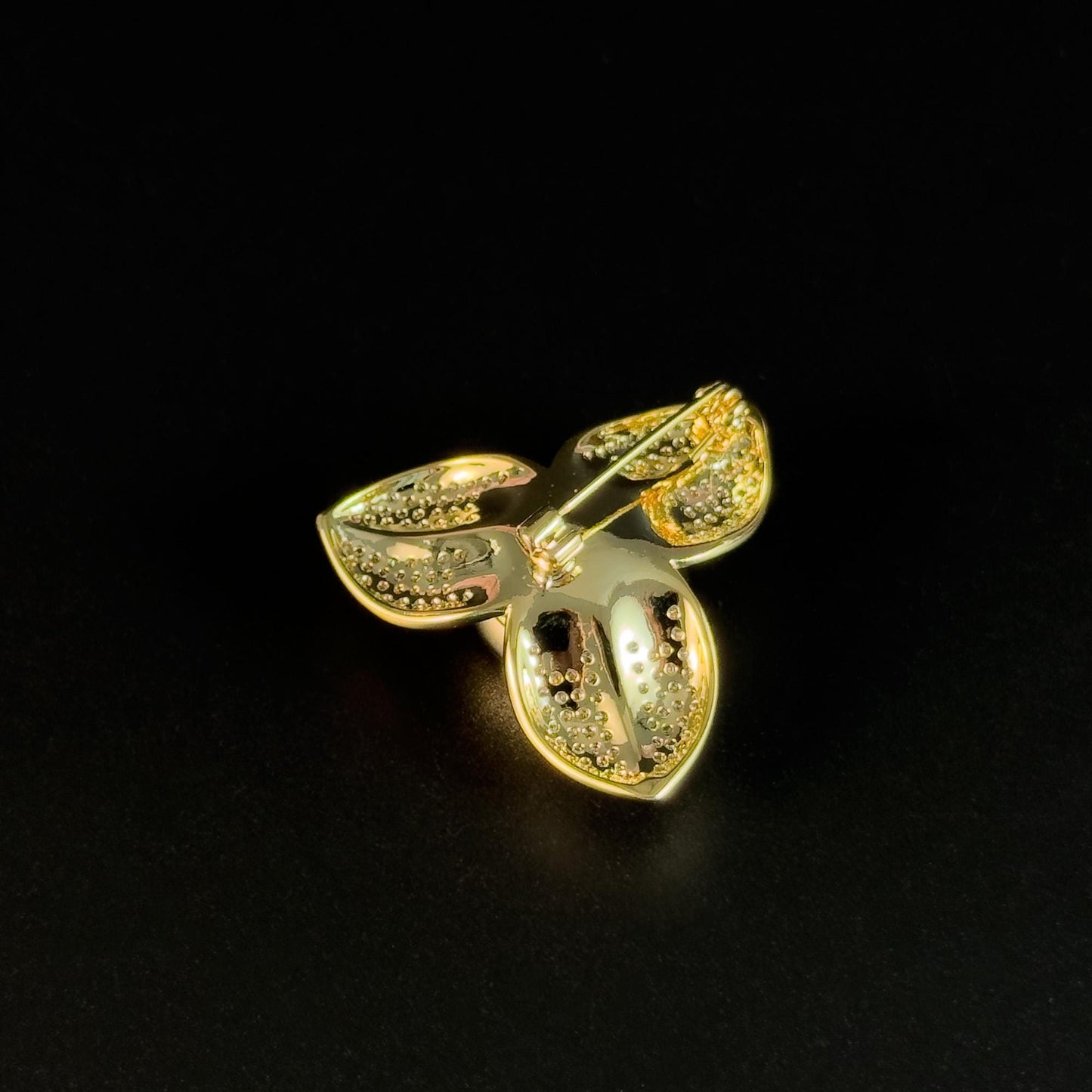 Gold Clover Brooch