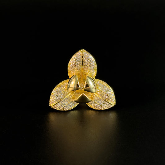 Gold Clover Brooch