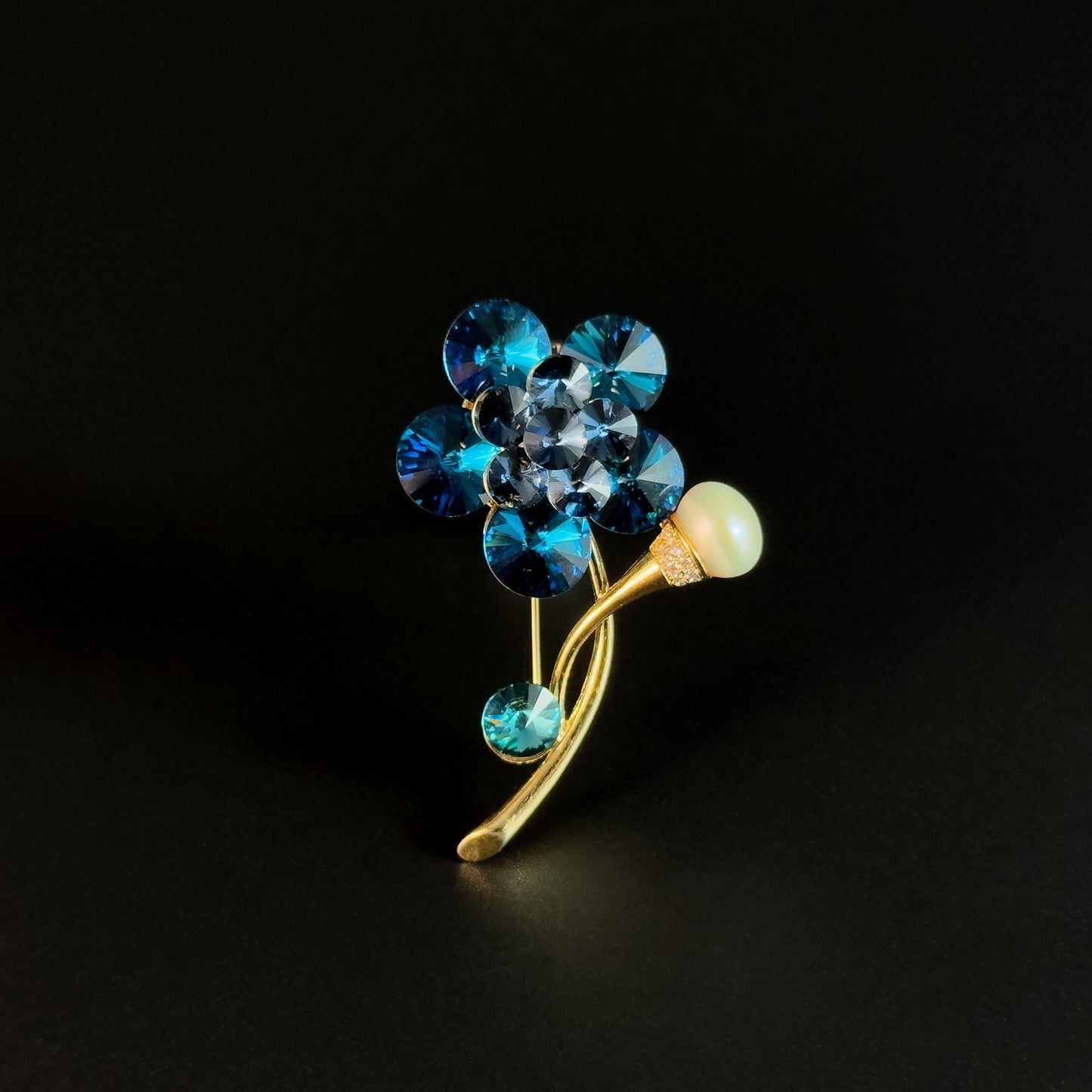 Blue Crystal Bouquet Brooch