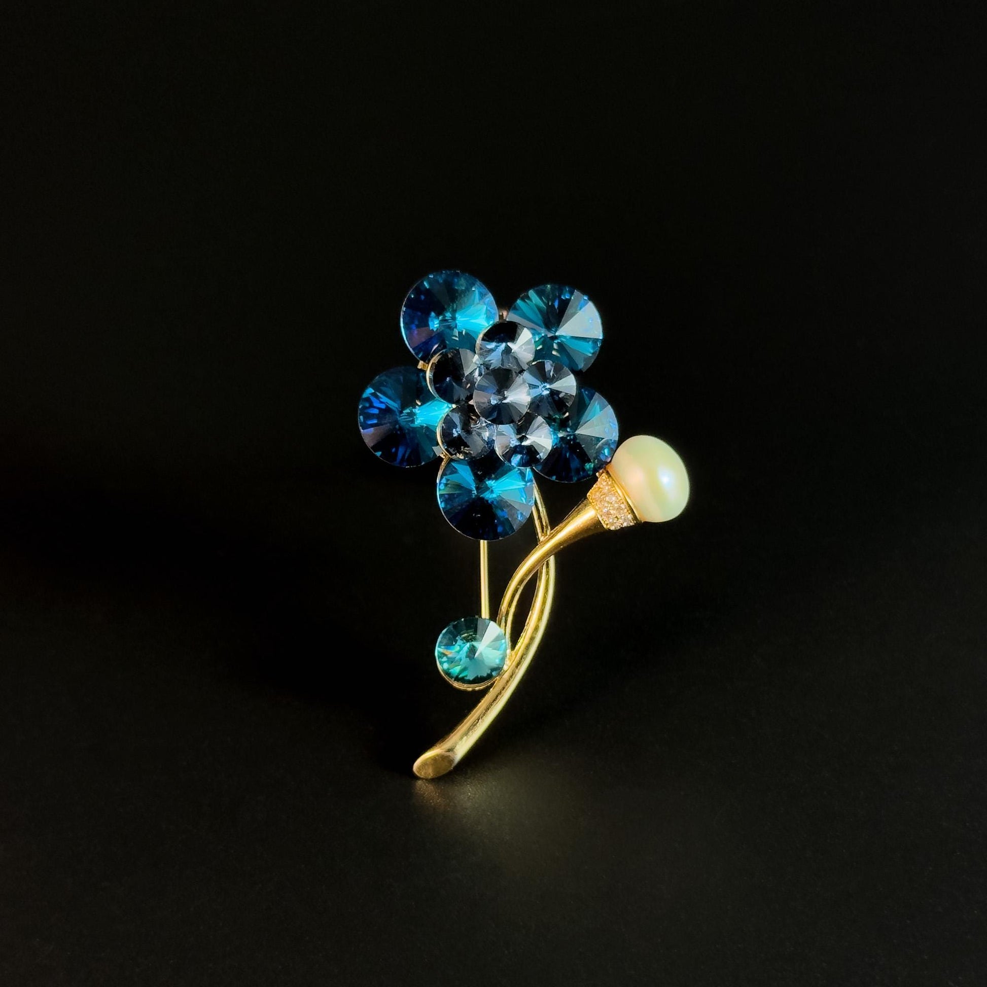 Blue Crystal Bouquet Brooch