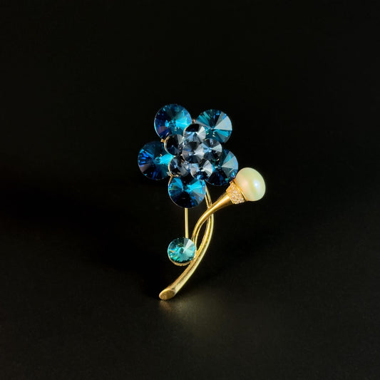 Blue Crystal Bouquet Brooch