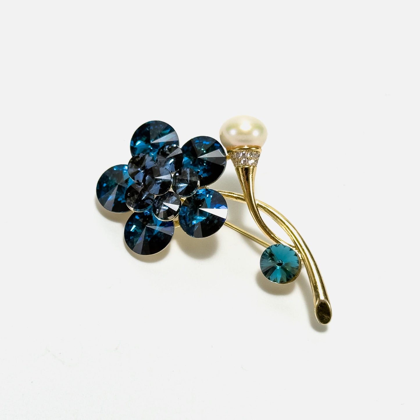 Blue Crystal Bouquet Brooch