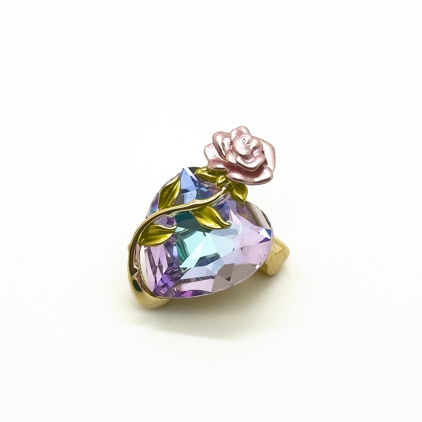 Pink Rose Heart Zircon Brooch