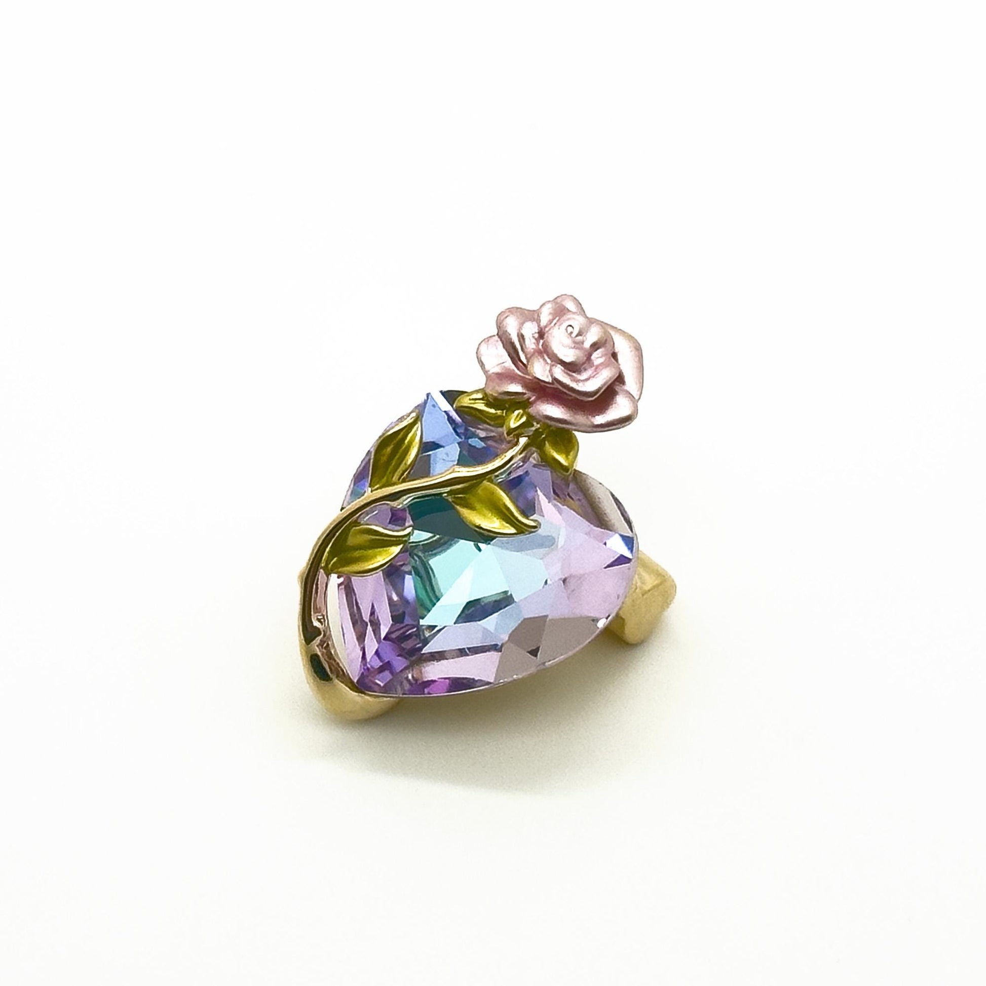 Pink Rose Heart Zircon Brooch