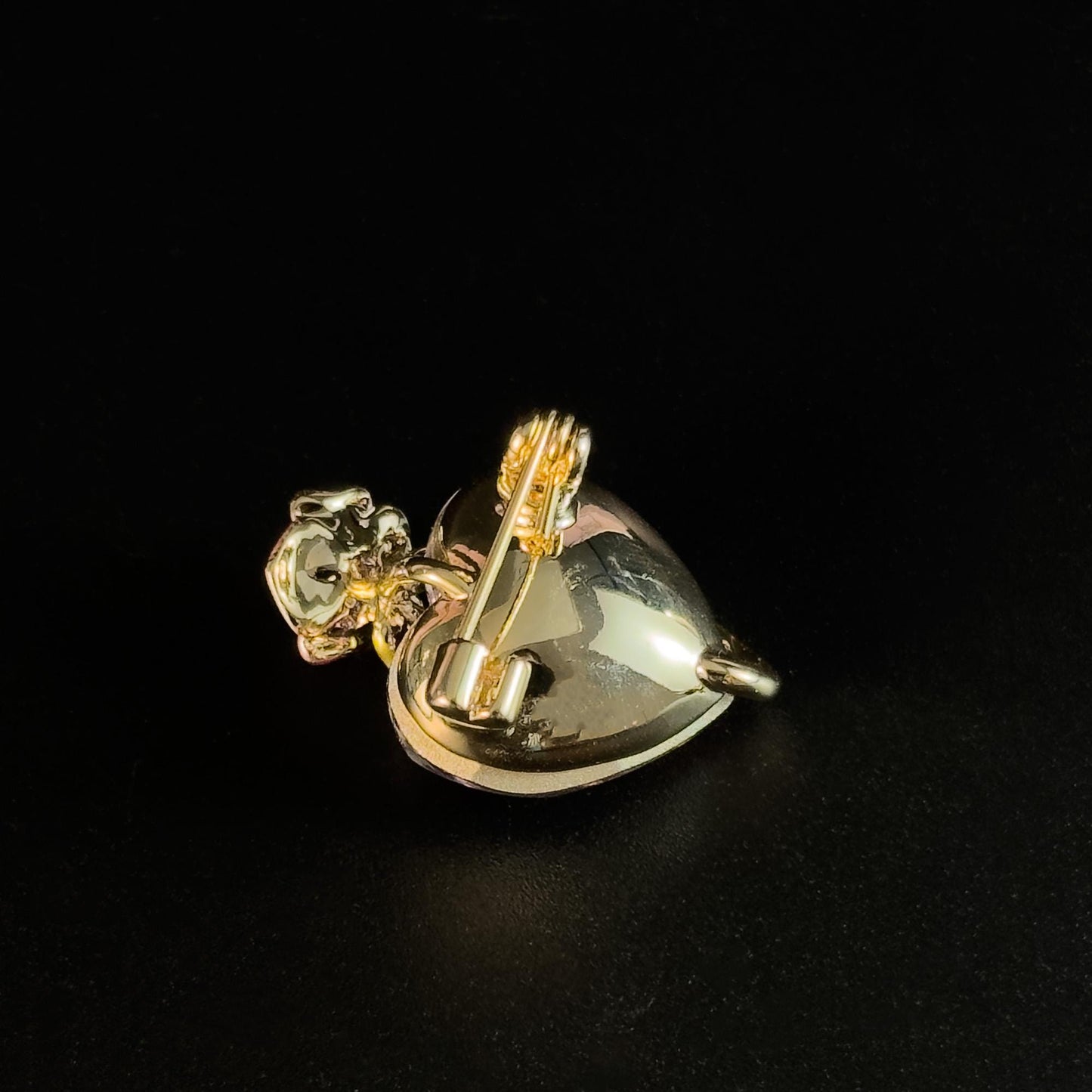 Pink Rose Heart Zircon Brooch