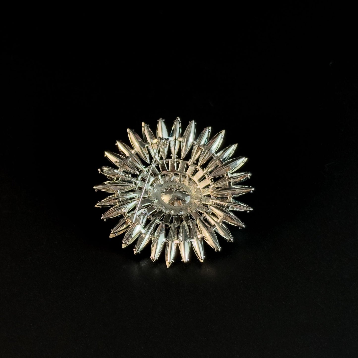 Blue Zircon Flower Brooch