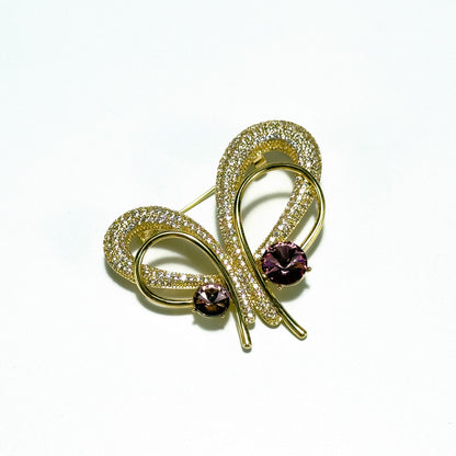 Gold Irregular Bow Brooch