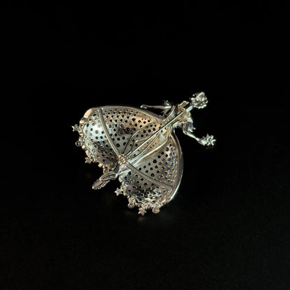 Colored Diamond and Cubic Zirconia Ballerina Brooch