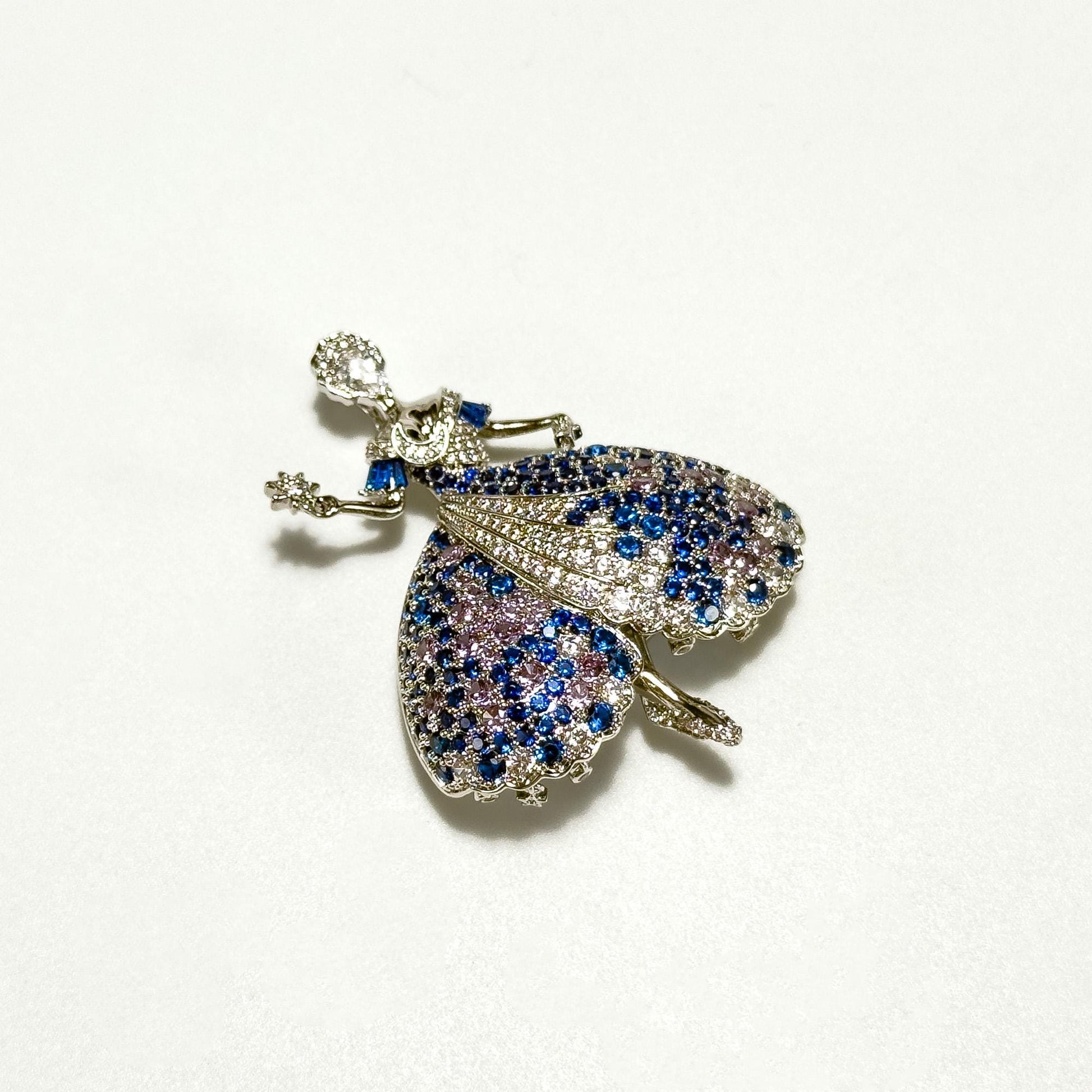 Colored Diamond and Cubic Zirconia Ballerina Brooch