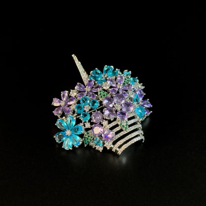 Colorful Flower Basket Brooch