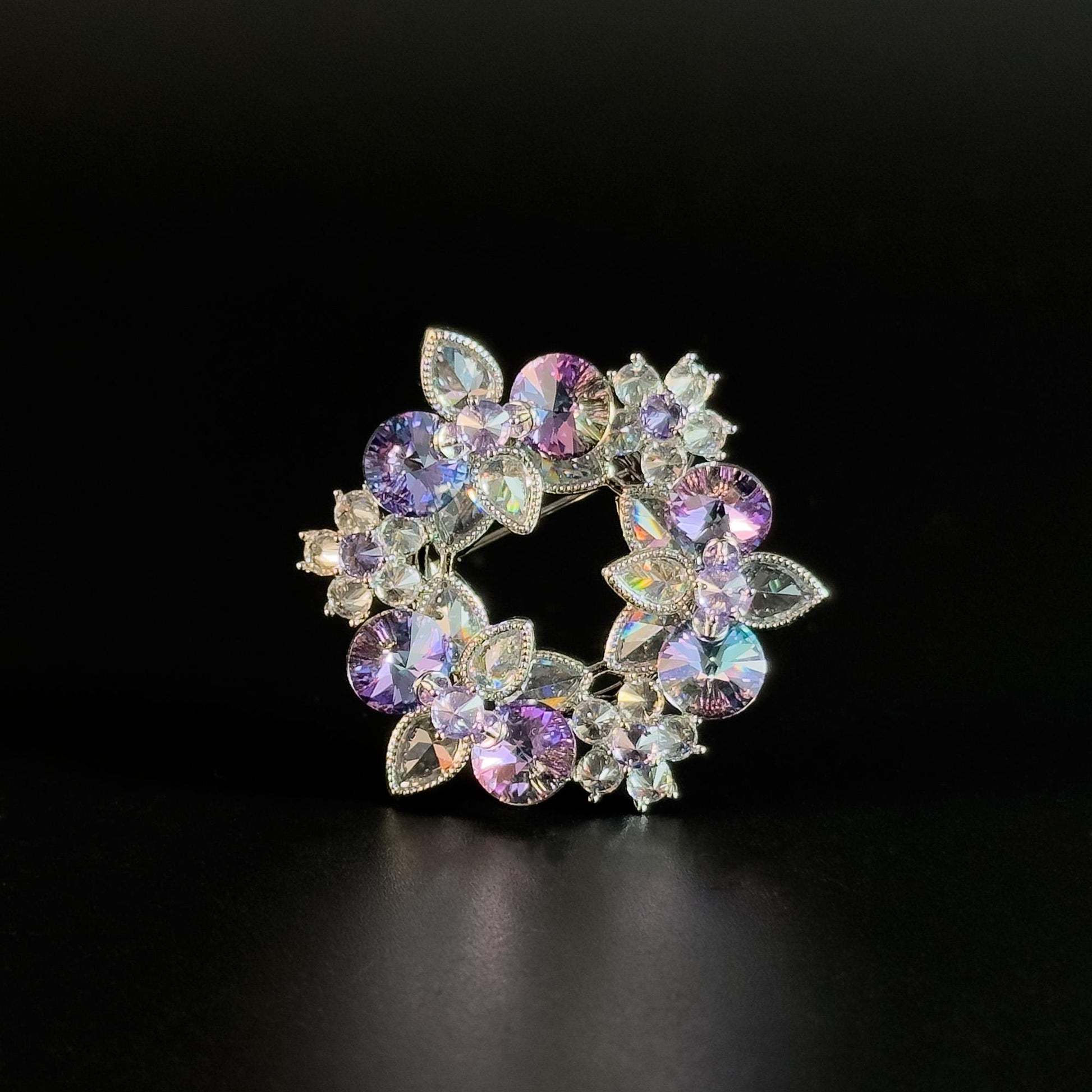 Purple Floral Wreath Brooch