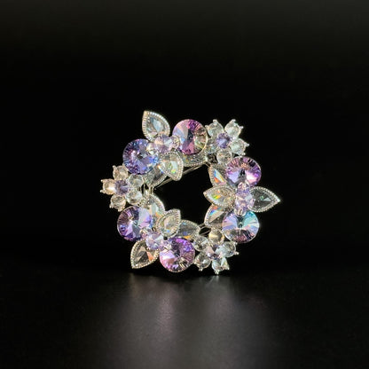 Purple Floral Wreath Brooch