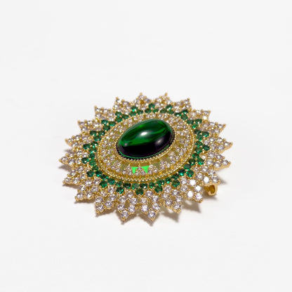 Baroque-Style Emerald Brooch