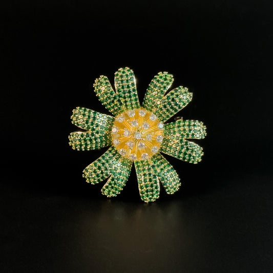 Green Daisy Brooch