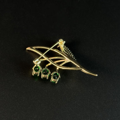 Emerald Lily of the Valley Brooch