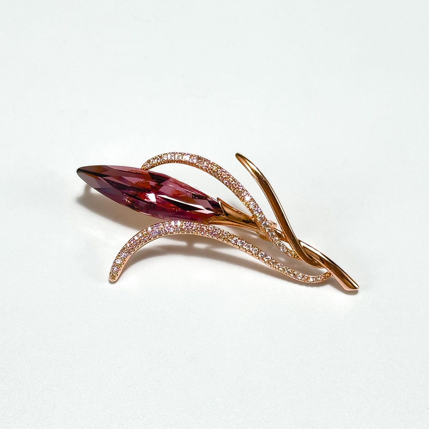 Elegant Pink Zircon Bouquet Brooch