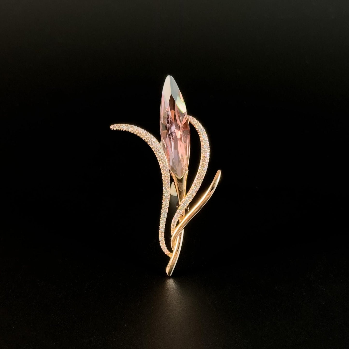 Elegant Pink Zircon Bouquet Brooch