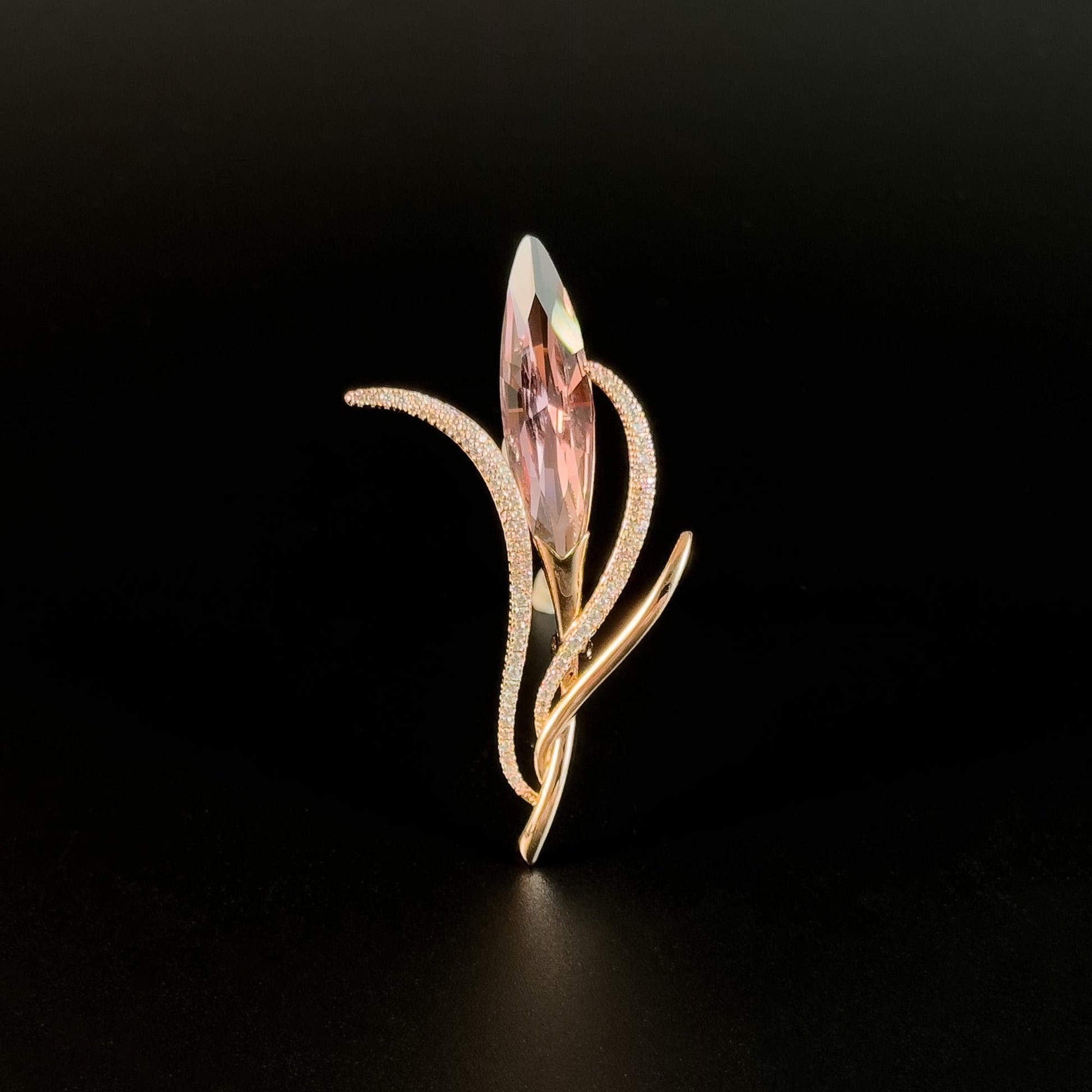 Elegant Pink Zircon Bouquet Brooch