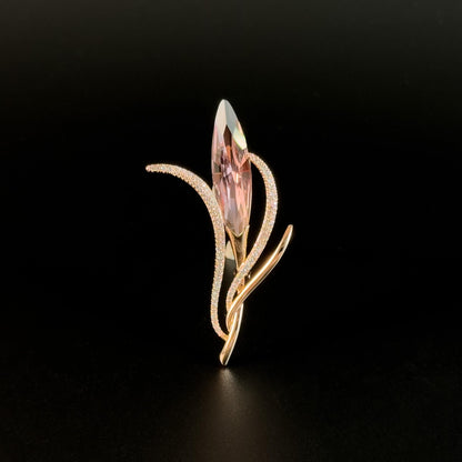 Elegant Pink Zircon Bouquet Brooch