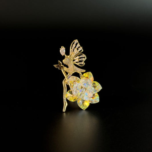 White Crystal Fairy Brooch