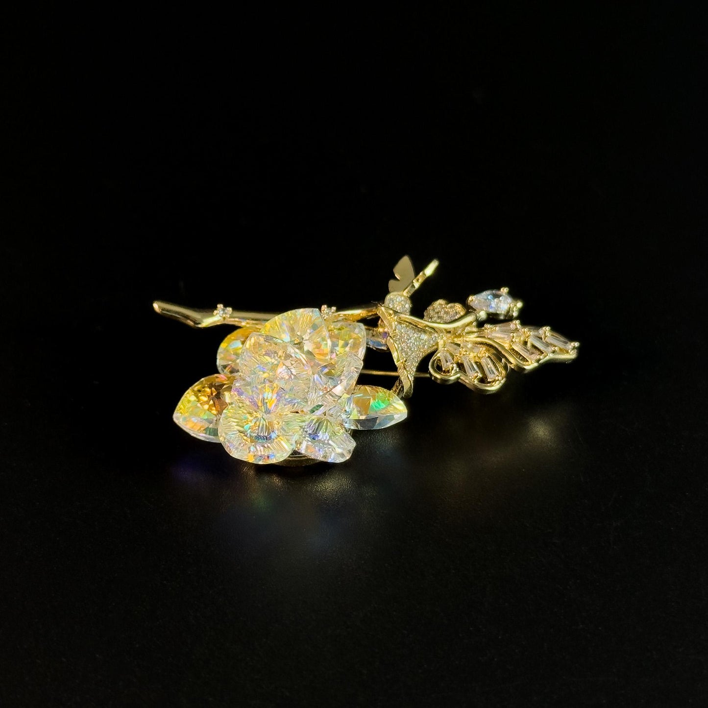 White Crystal Fairy Brooch