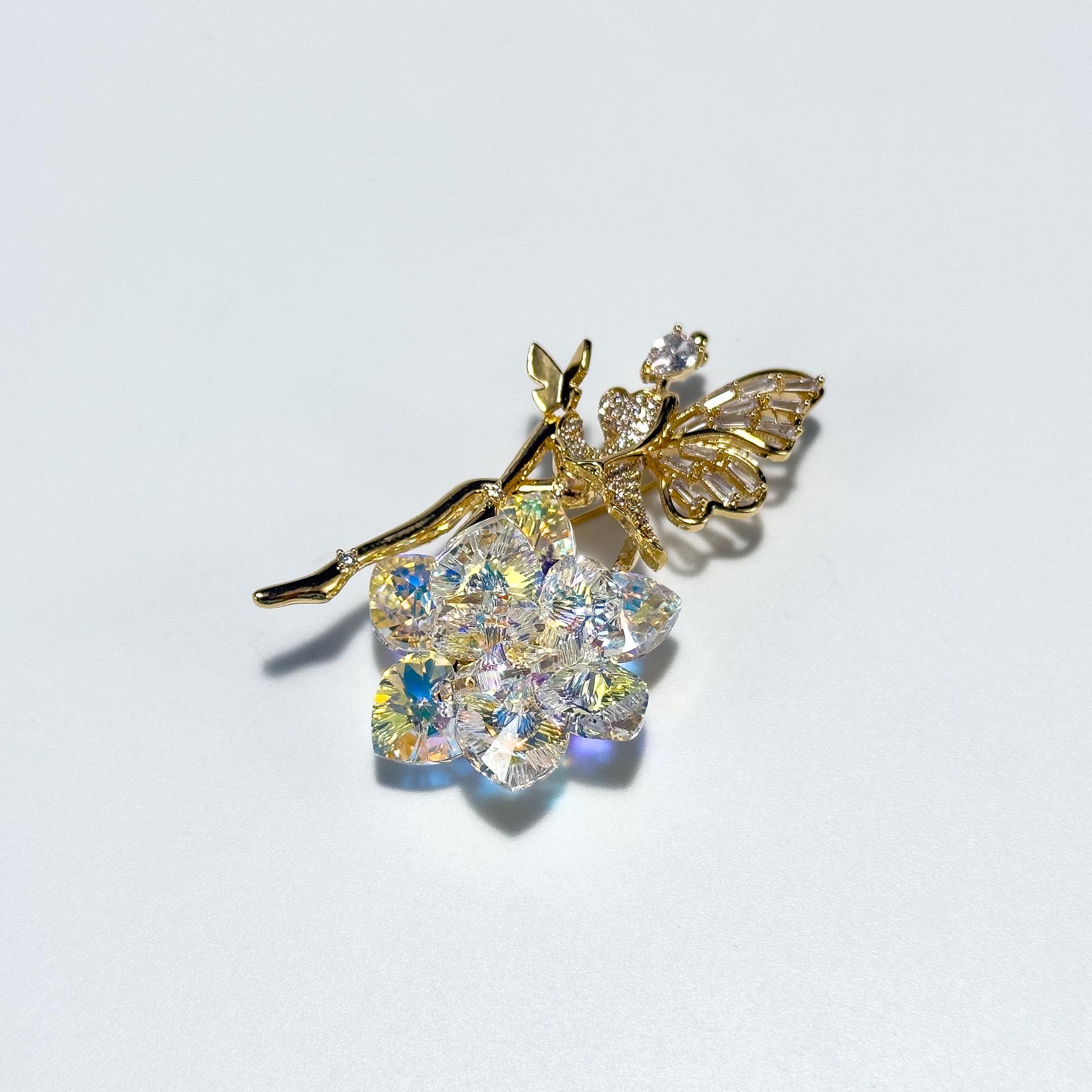 White Crystal Fairy Brooch