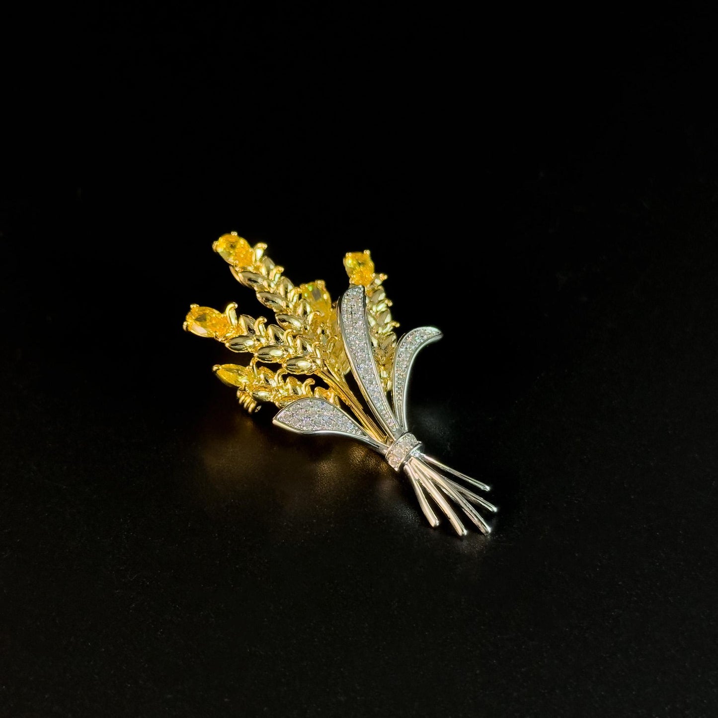 Golden Wheat Bouquet Brooch