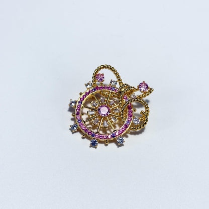 Pink Ship's Wheel Brooch