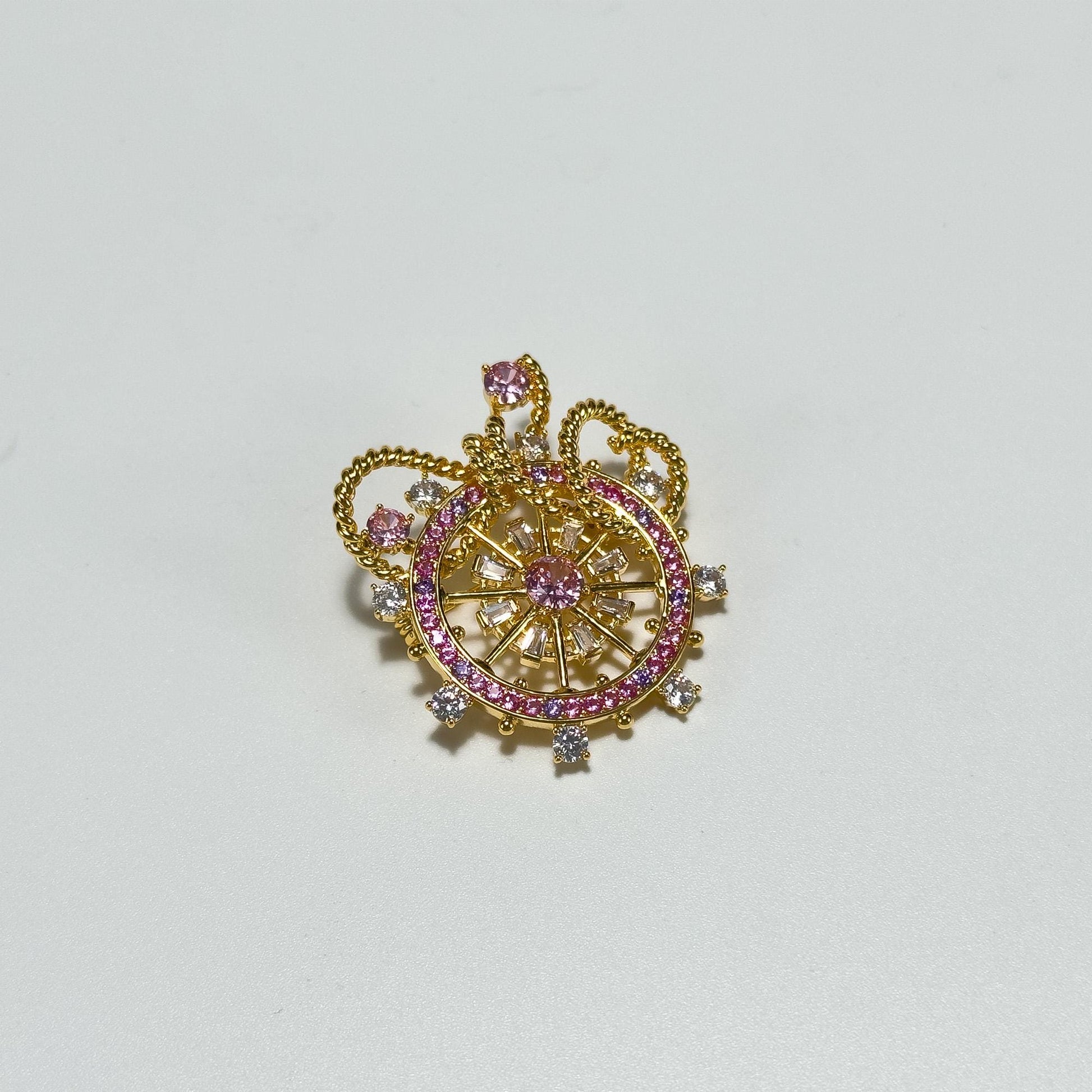 Pink Ship's Wheel Brooch
