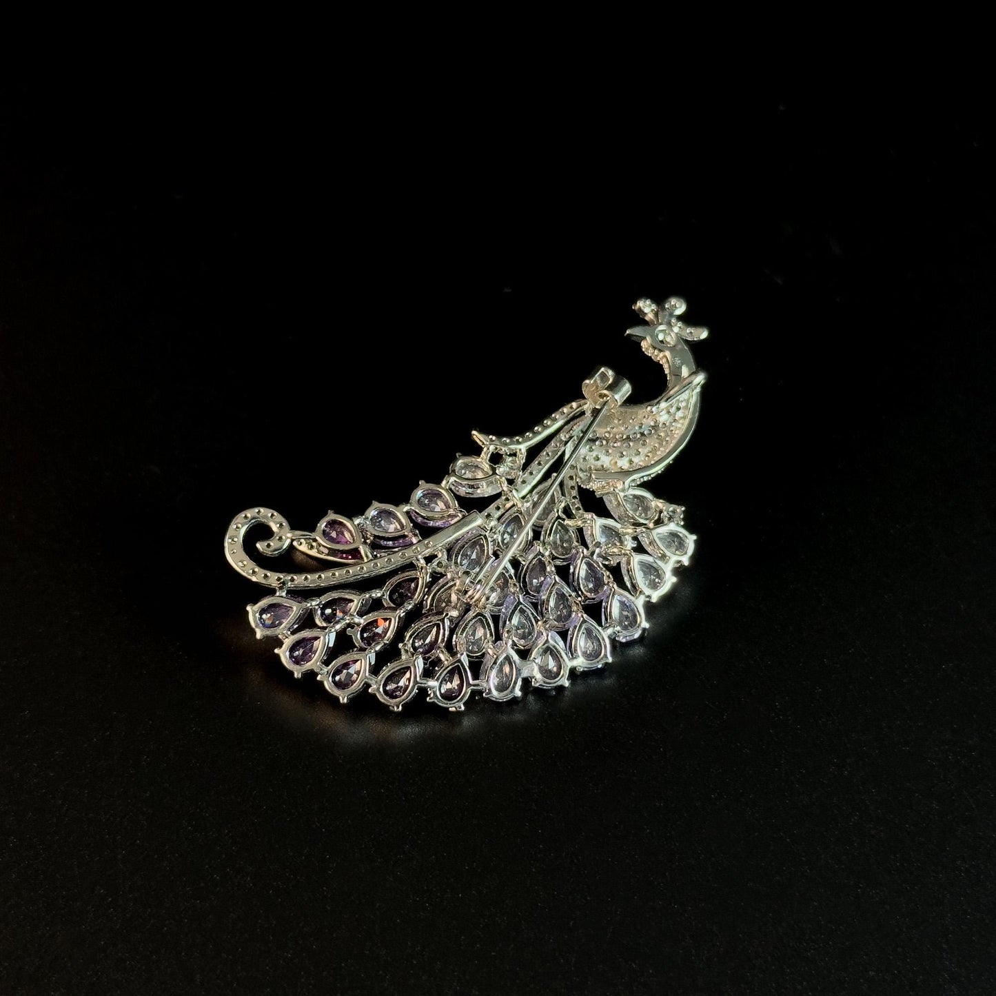 Heavy-Duty Purple Peacock Brooch