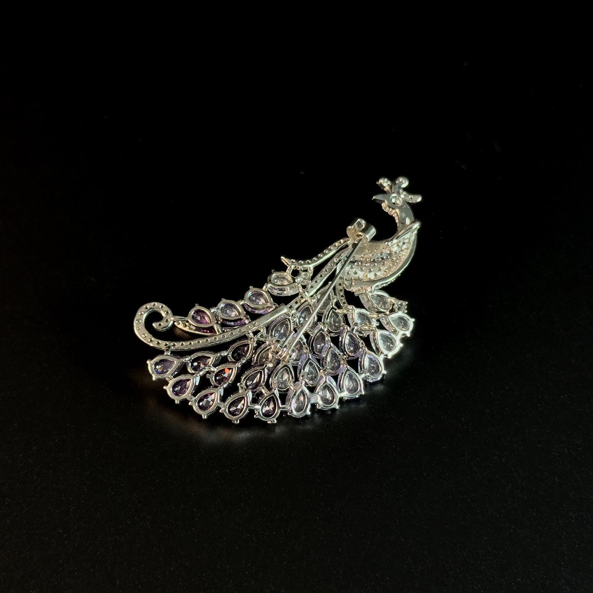 Heavy-Duty Purple Peacock Brooch