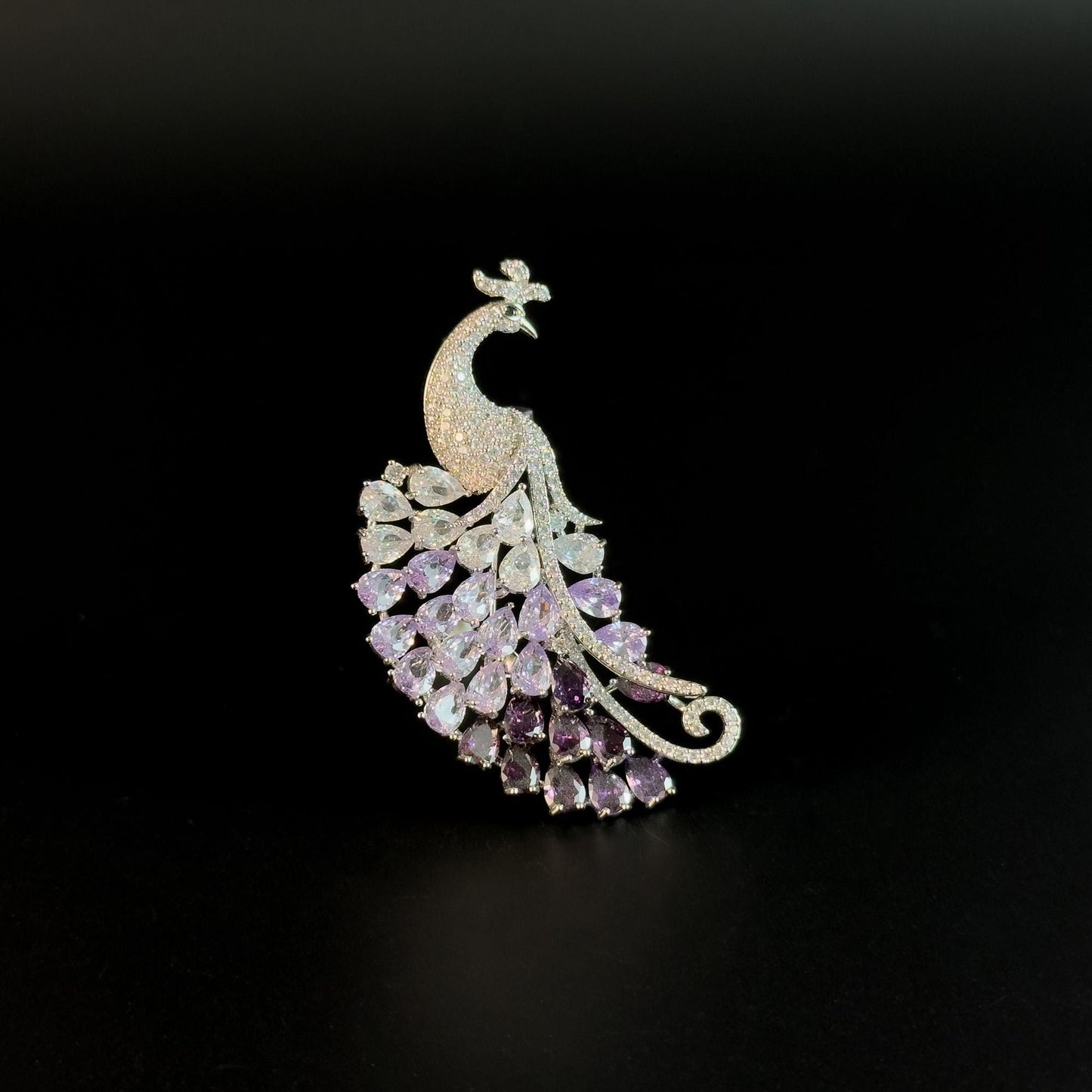 Heavy-Duty Purple Peacock Brooch
