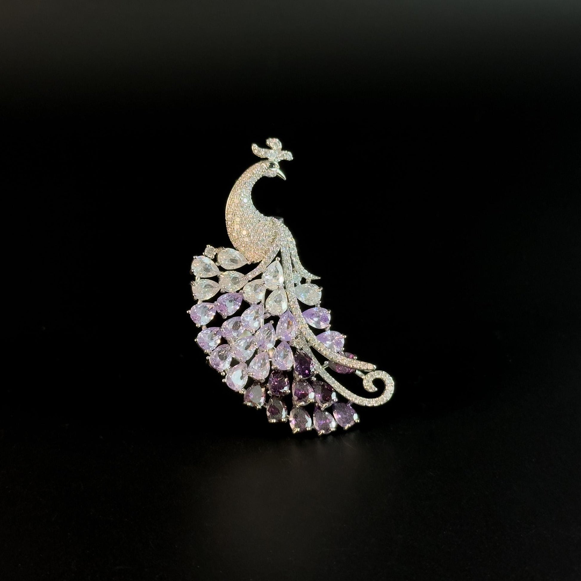Heavy-Duty Purple Peacock Brooch