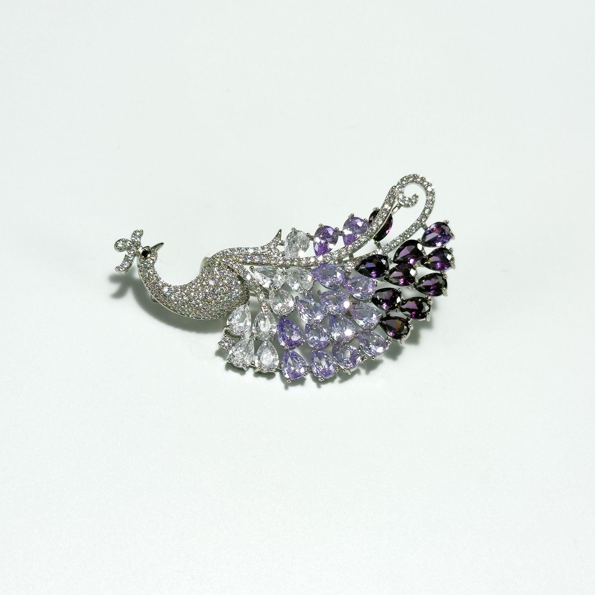 Heavy-Duty Purple Peacock Brooch