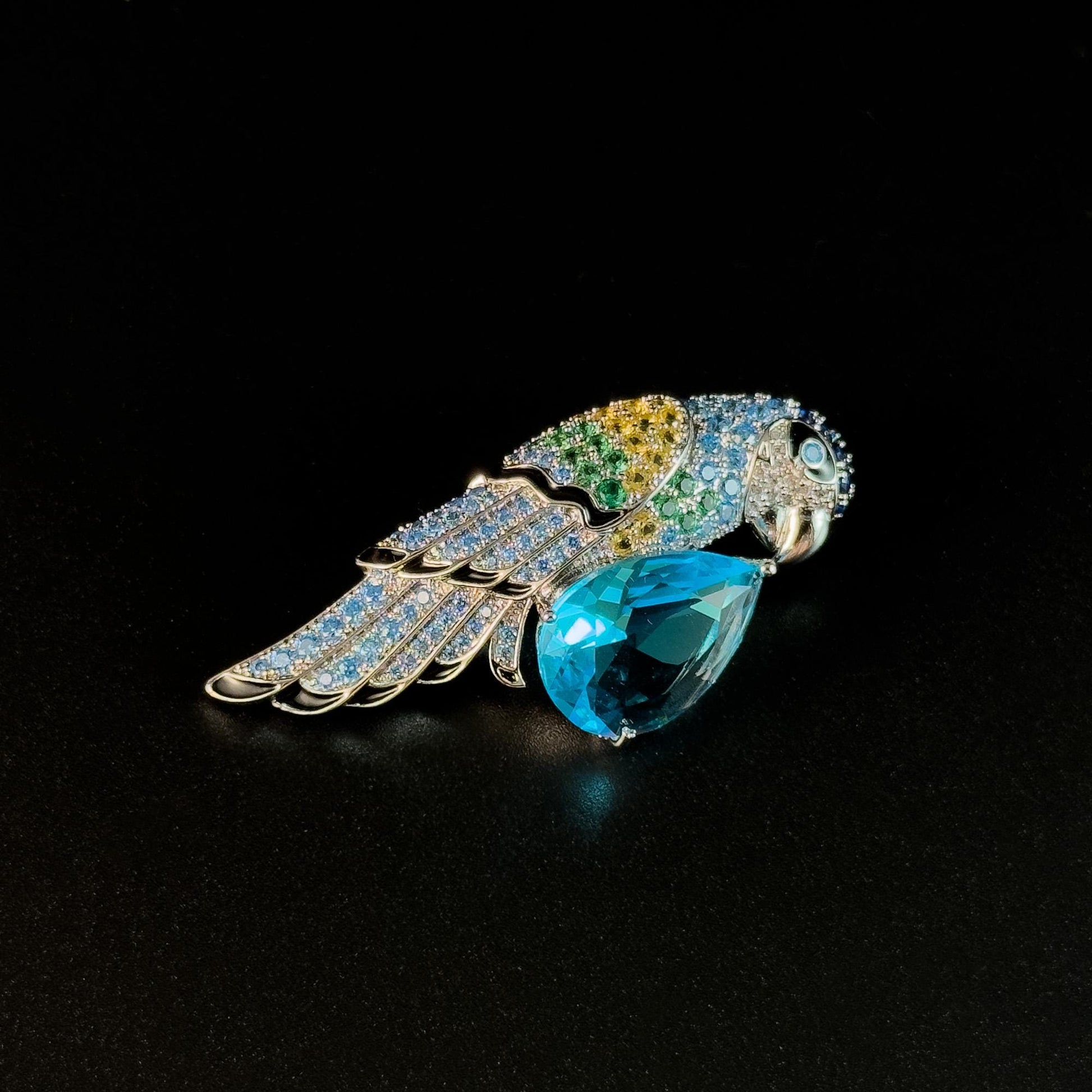 Blue Zircon Parrot-Shaped Brooch