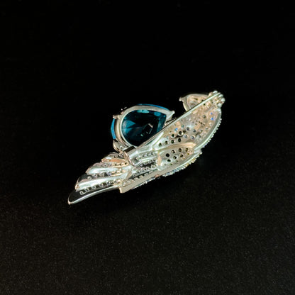Blue Zircon Parrot-Shaped Brooch