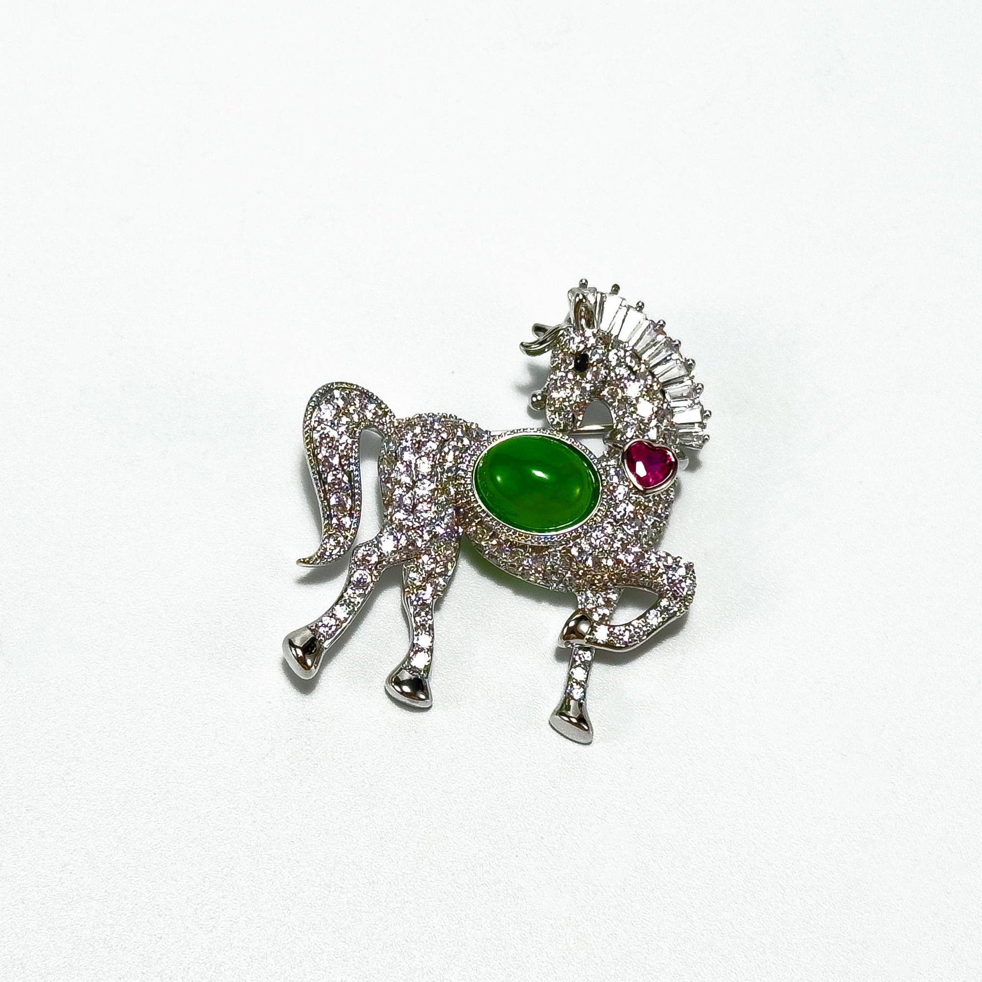 Emerald Pony Brooch