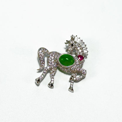 Emerald Pony Brooch