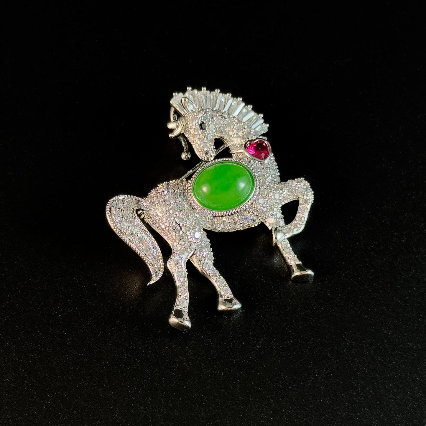 Emerald Pony Brooch