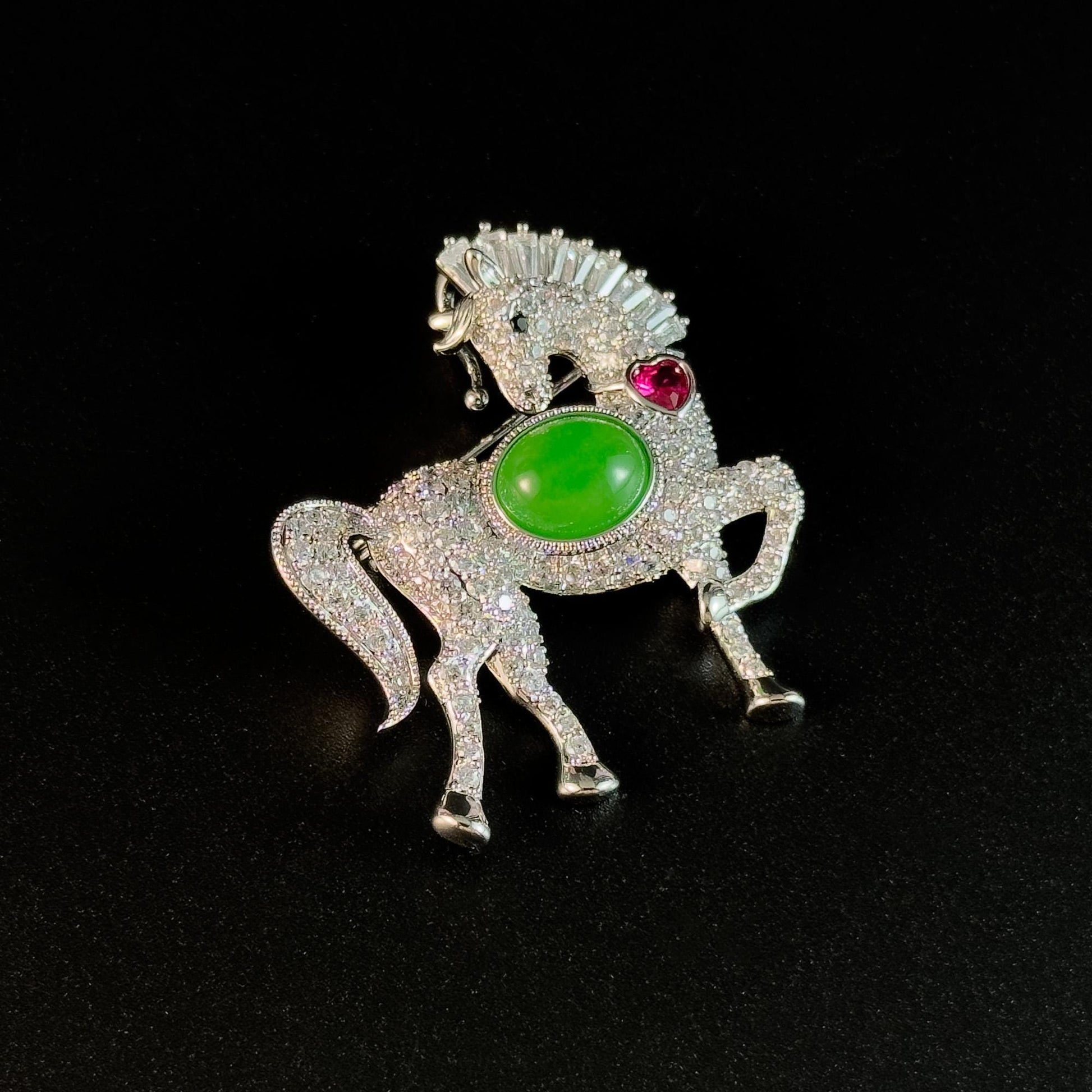 Emerald Pony Brooch